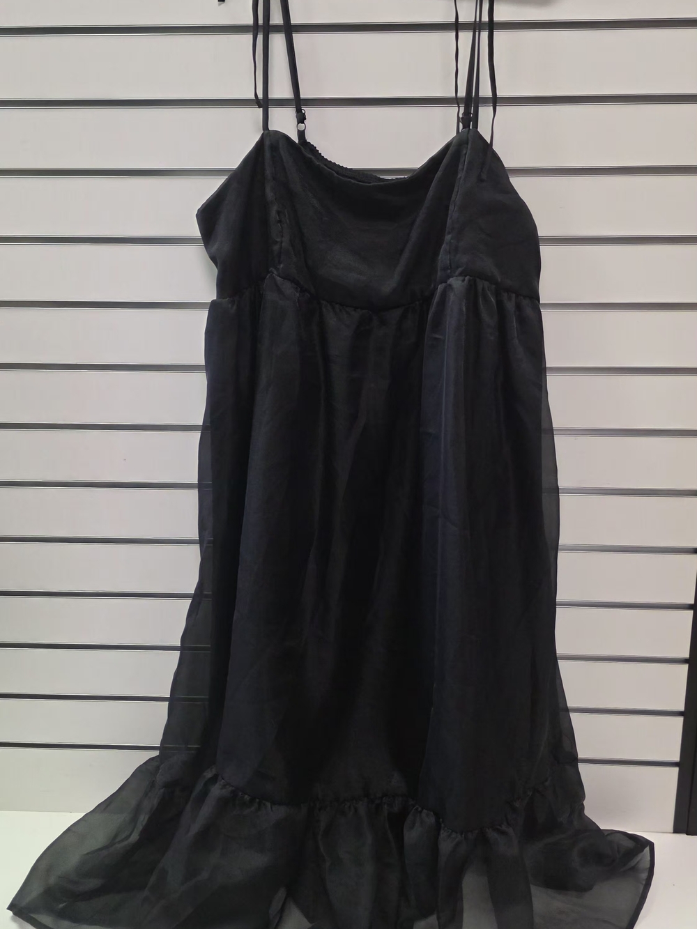 a new day Black Slip Dress with Sheer Overlay Womans XXL